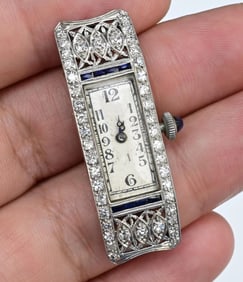 Art Deco Period Watch Head Only With Diamonds Running Condition