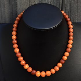 Gorgeous Antique Butterscotch Amber Necklace Ottoman Beads 15.17 Grams
