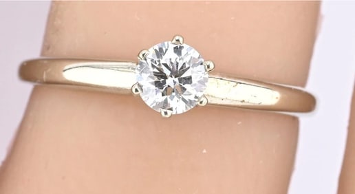 IGI Certified 14K White Gold Solitaire Diamond Ring – 0.45ct, Size 7.5