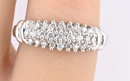 IGI Certified 14K White Gold Diamond Band – 0.25ct, 27 Natural Diamonds Size 4