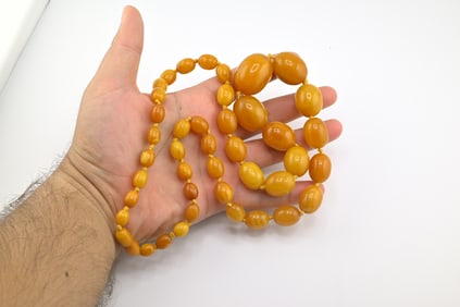 Large Butterscotch Amber Necklace 78.24 Grams