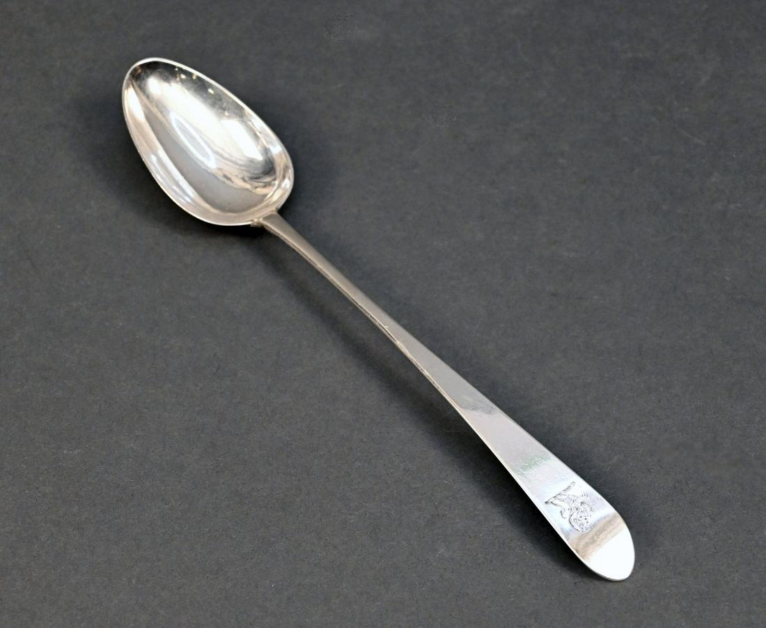 George III Irish Silver Stuffing Spoon, J. Shiels: George III Irish Silver Stuffing Spoon, John Shiels, Dublin, 1783/84. Length 12 1/4 Inches, Weight 3.8 Troy Ounces.