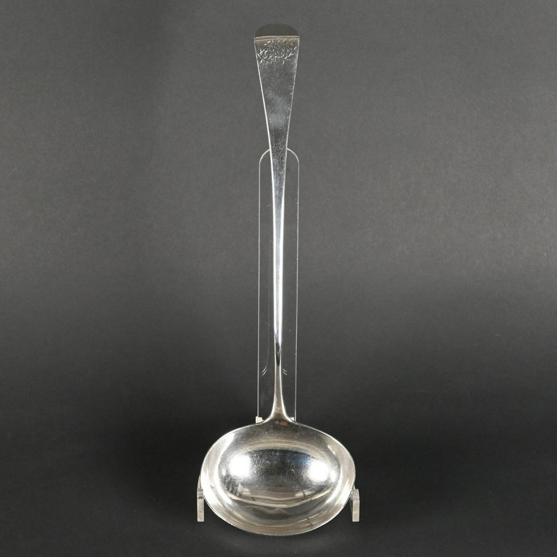 George III Sterling Silver Soup Ladle: George III Sterling Silver Soup Ladle, Richard Crossley, London, 1798/99, 5.8 Troy Ounces.