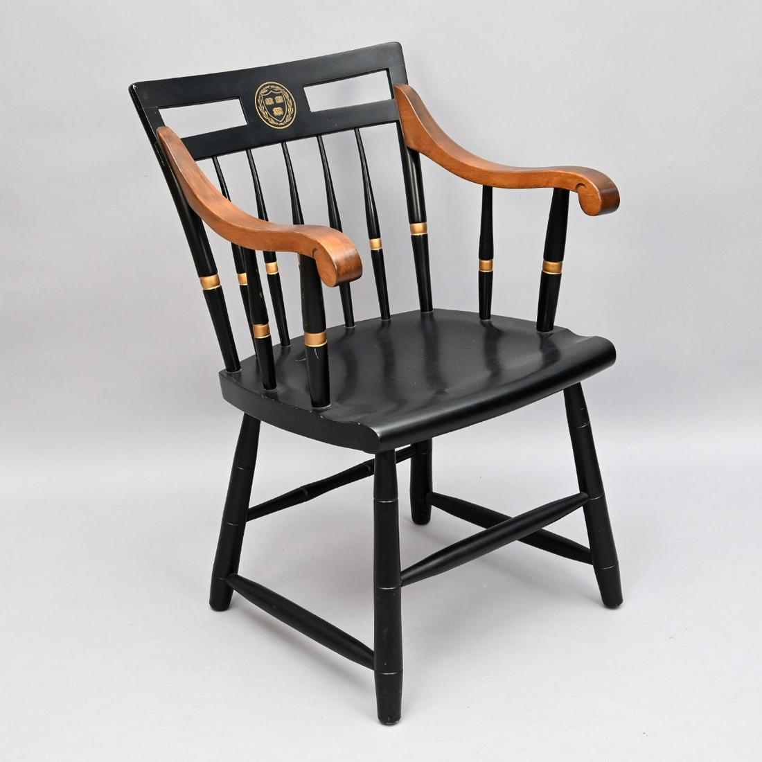 Harvard Black Painted Collegiate Armchair: Harvard Black Painted And Stenciled Collegiate Armchair, Nichols & Stone Mfg.
