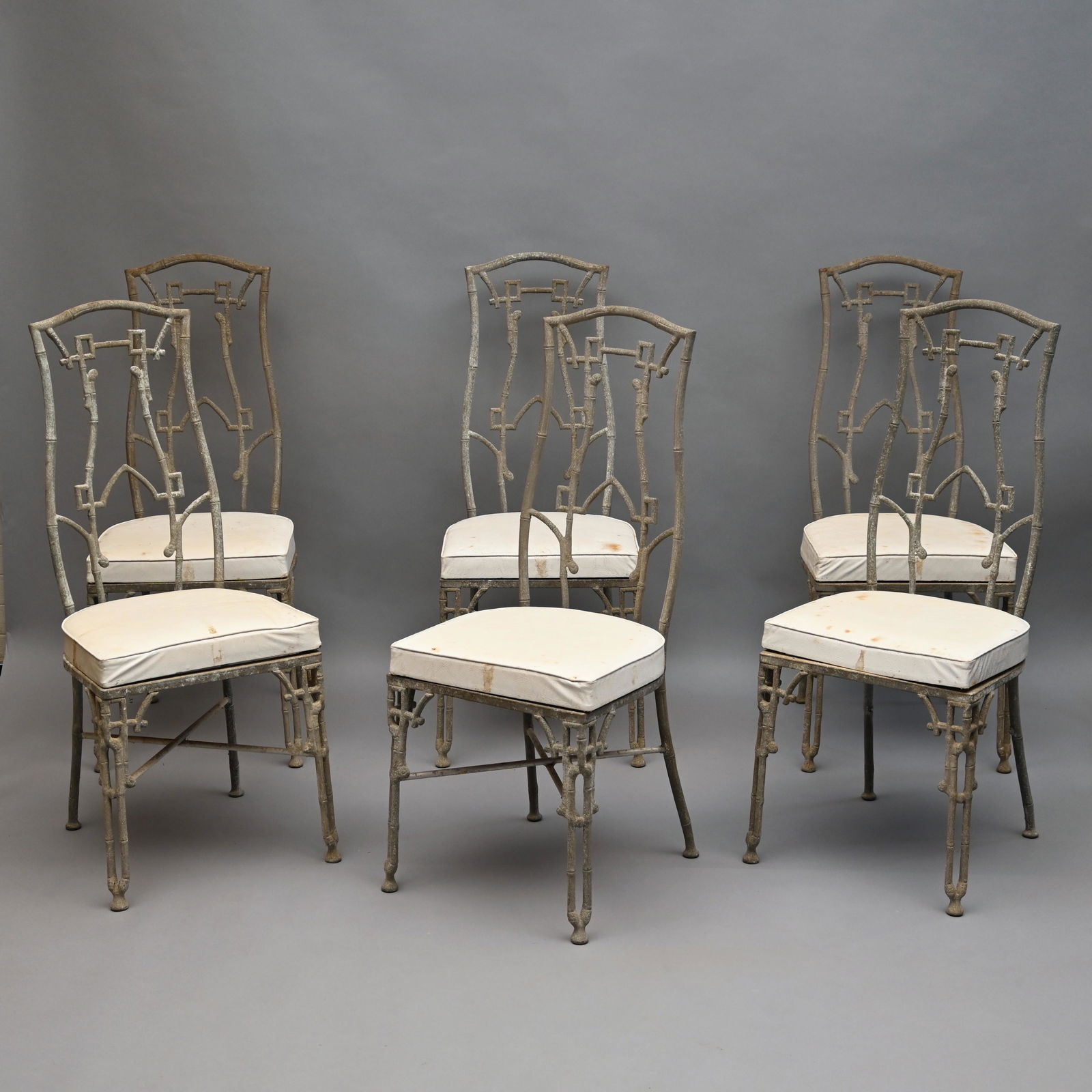 Set of Six Cast Zinc High-Back Patio Chairs (1 of 2)