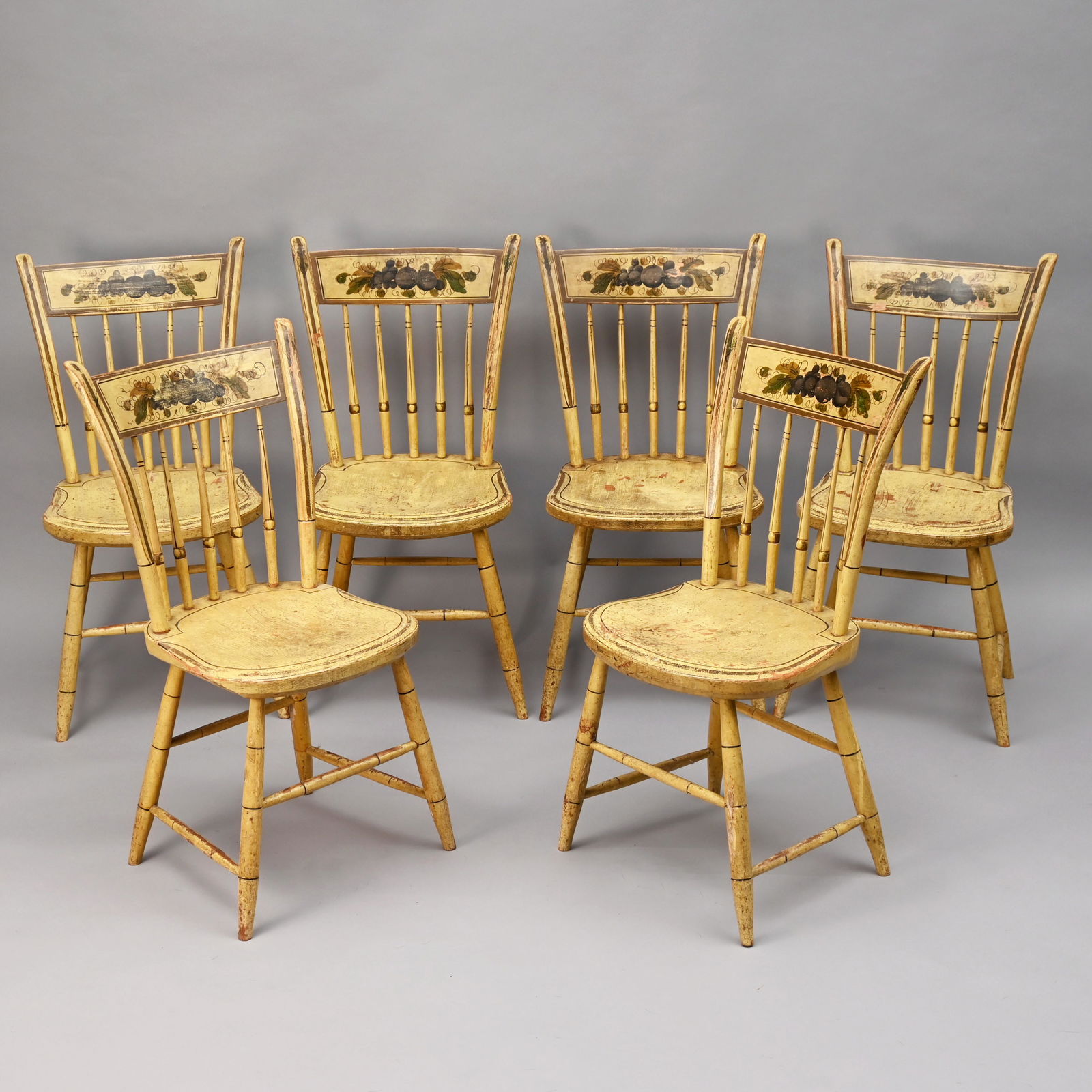 Set of Six Painted Thumb-Back Windsor Chairs (1 of 3)