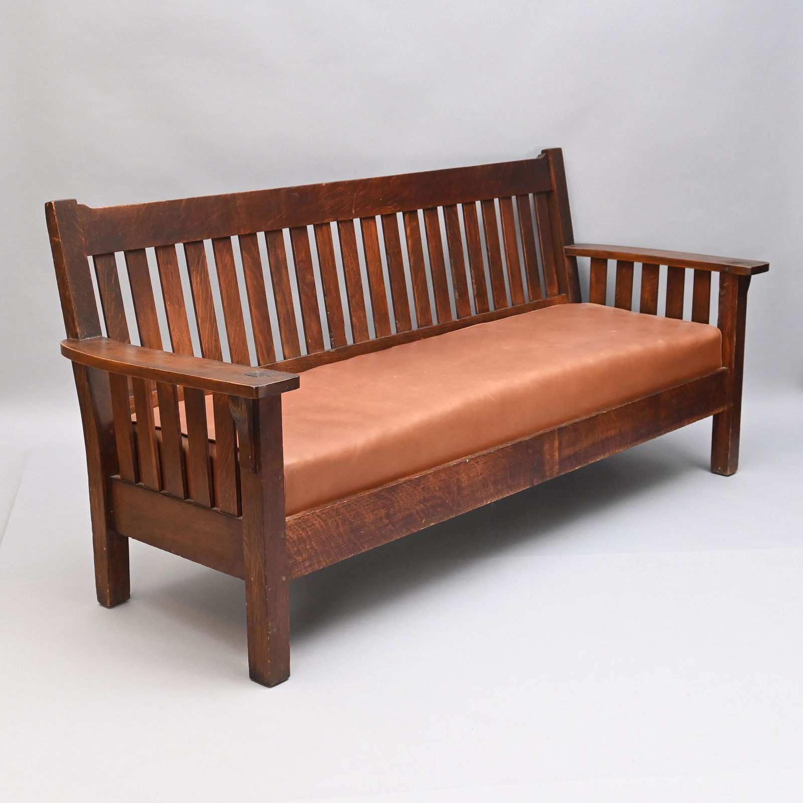 Mission Oak Drop Arm Settle (1 of 6)