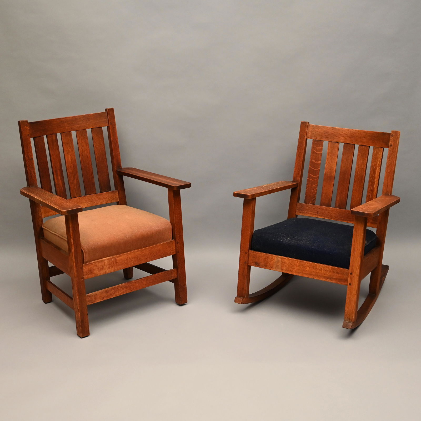 Mission Oak Arm Chair & Rocker, Stickley & Brandt (1 of 8)