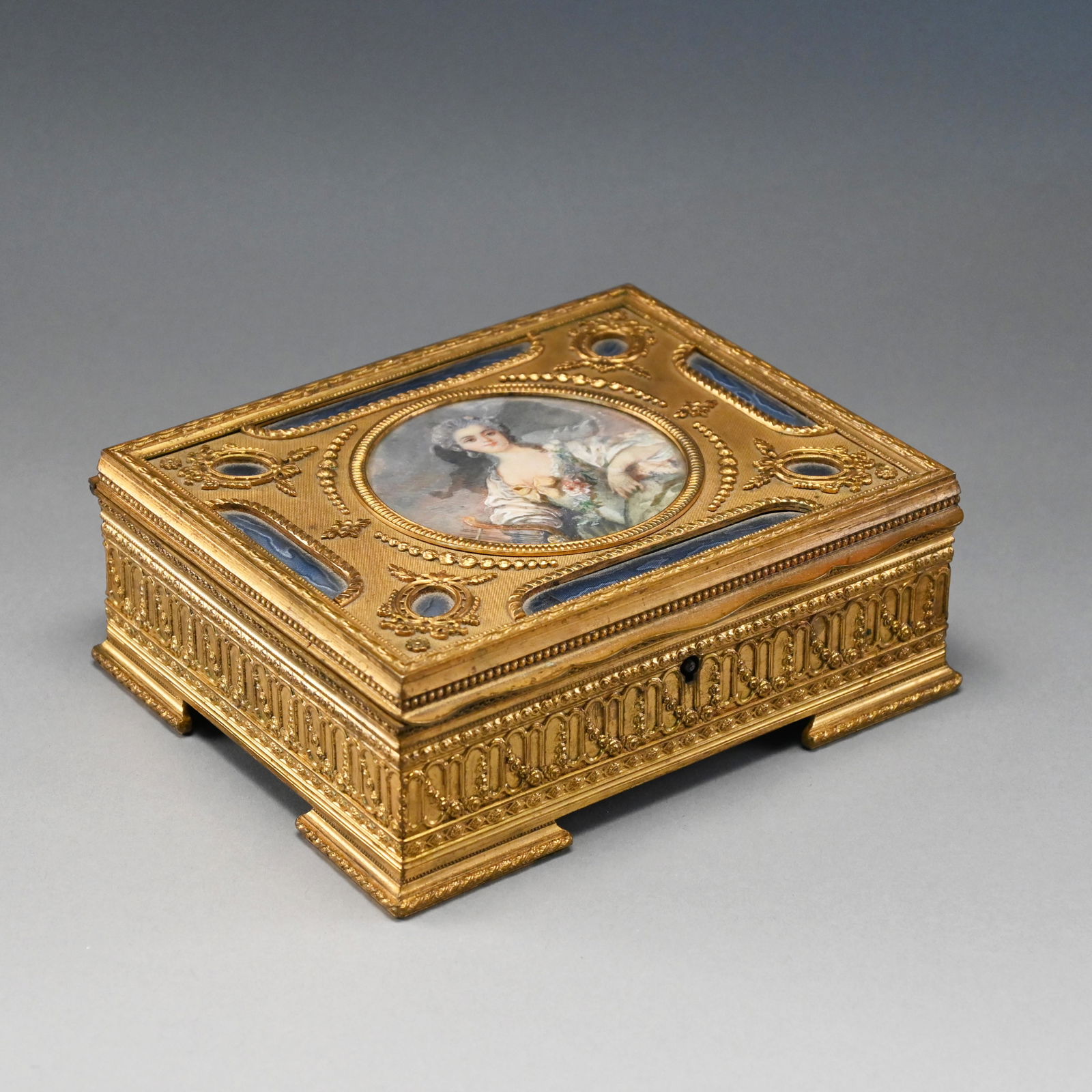 French Bronze Jewelry Box with Portrait Miniature (1 of 6)