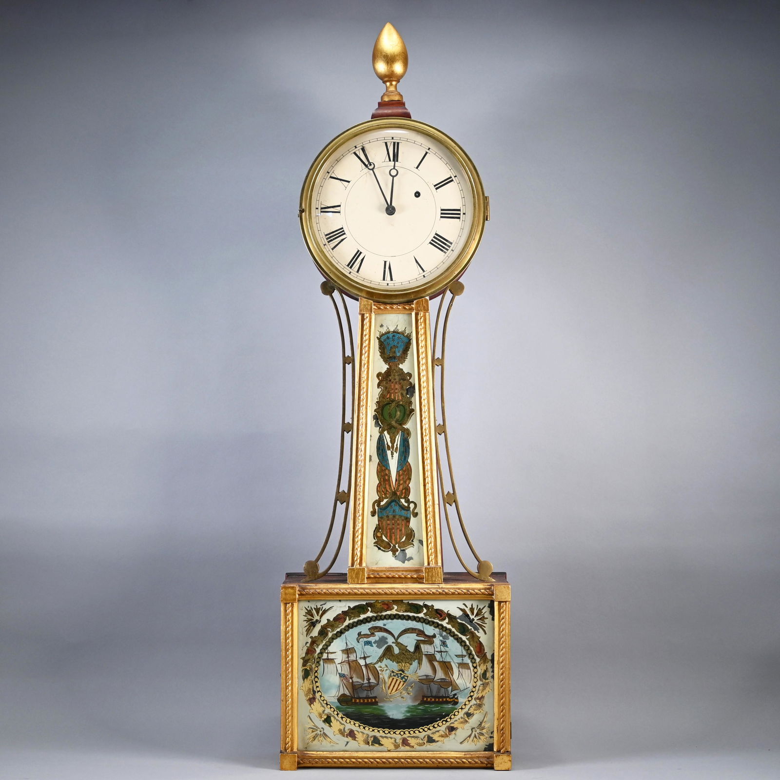 Federal Giltwood & Eglomise Banjo Clock (1 of 8)