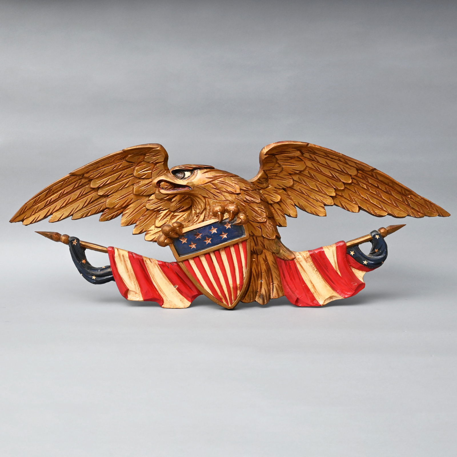 Carved, Gilt & Paint Decorated American Eagle (1 of 3)