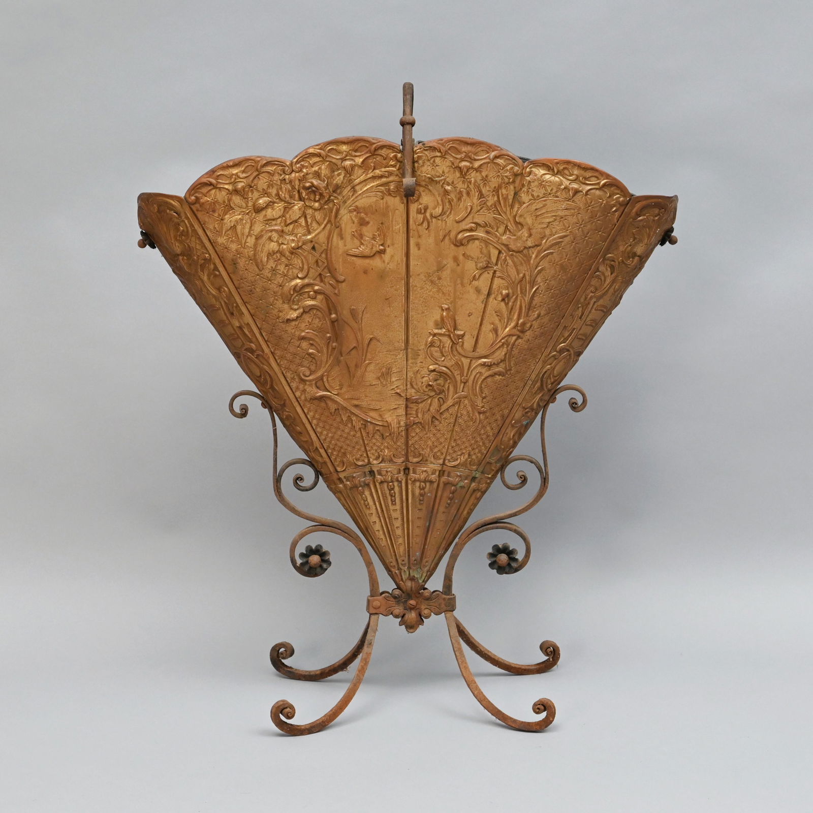 Wrought Iron and Embossed Copper Umbrella Stand (1 of 4)