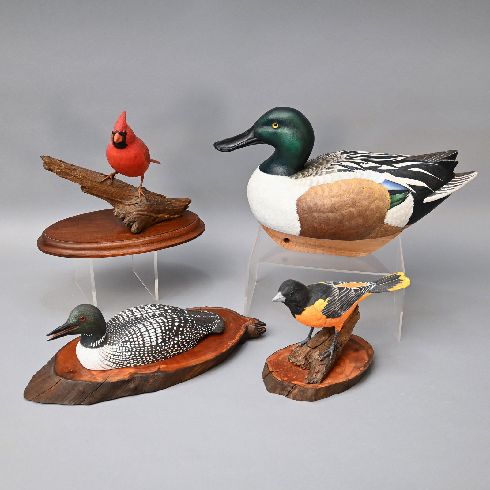 Lot of Four Carved & Paint-Decorated Birds (1 of 13)