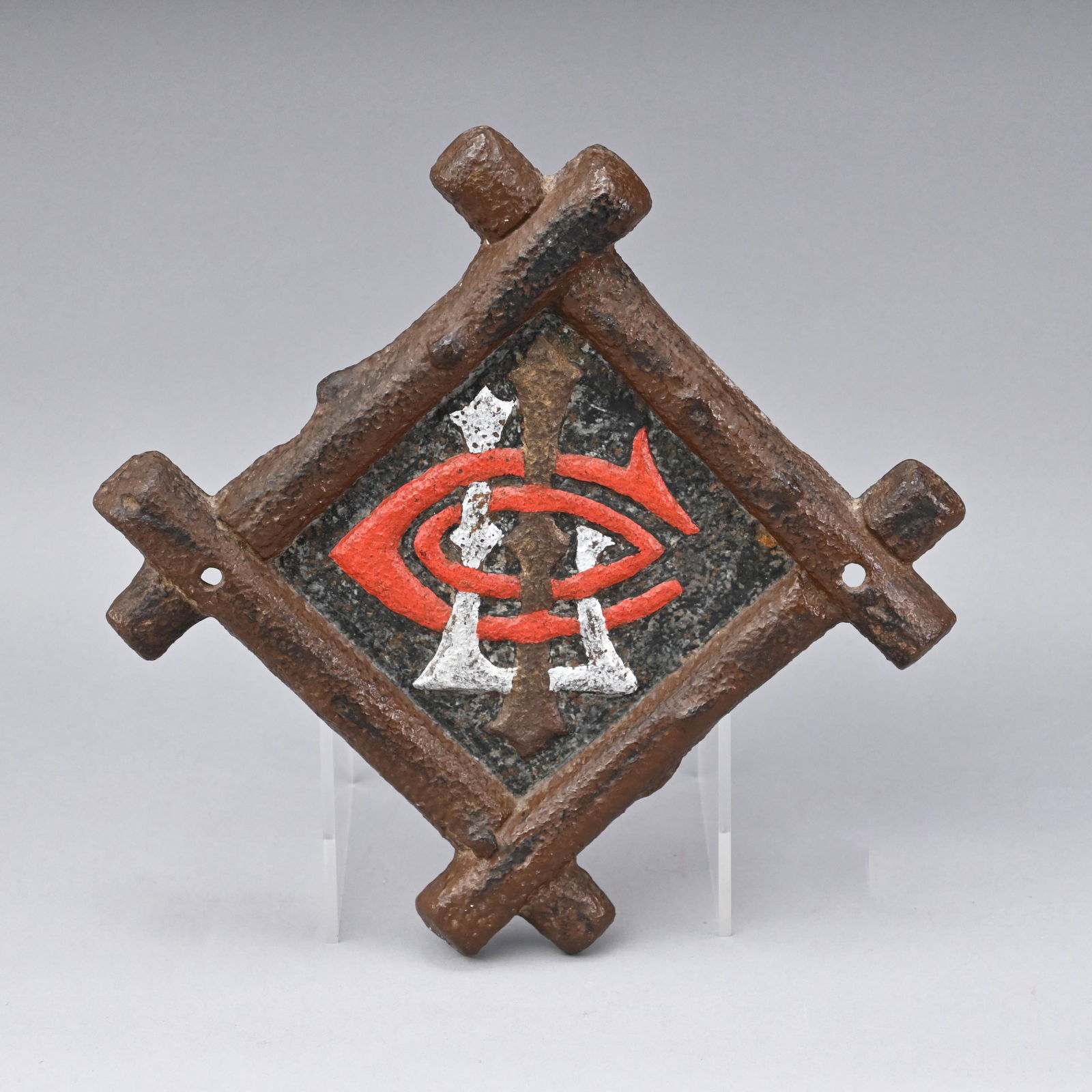 Paint-Decorated Cast Iron Fire Marker (1 of 2)