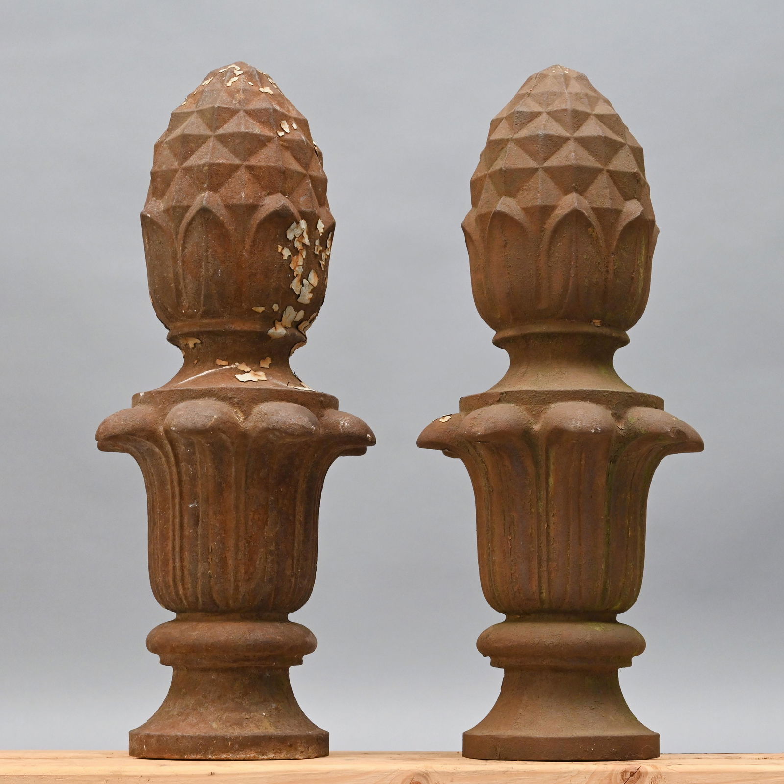 Pair of 19th C. Cast Iron Pineapple Form Finials (1 of 5)