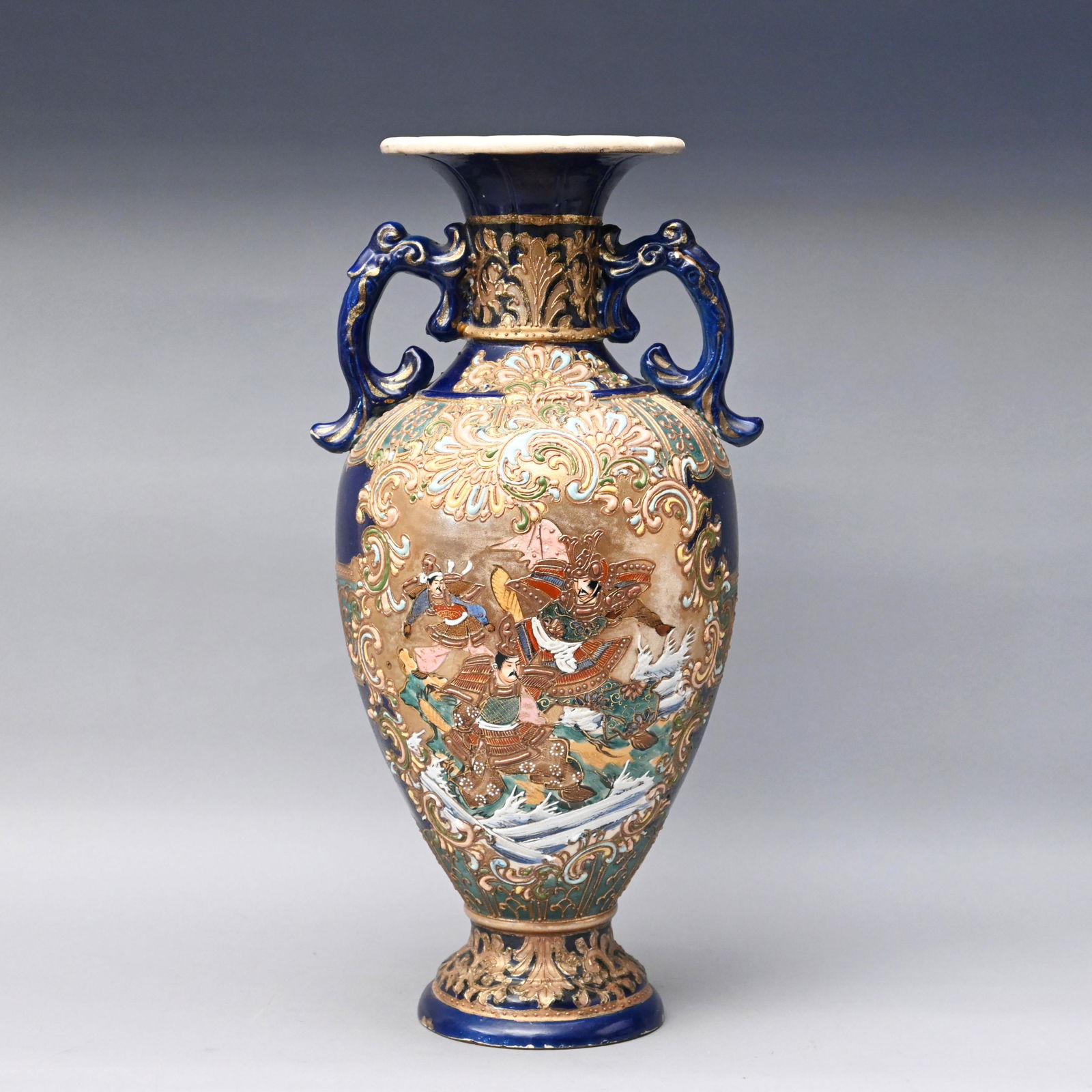 Japanese Satsuma Vase with Samurai Warriors (1 of 5)
