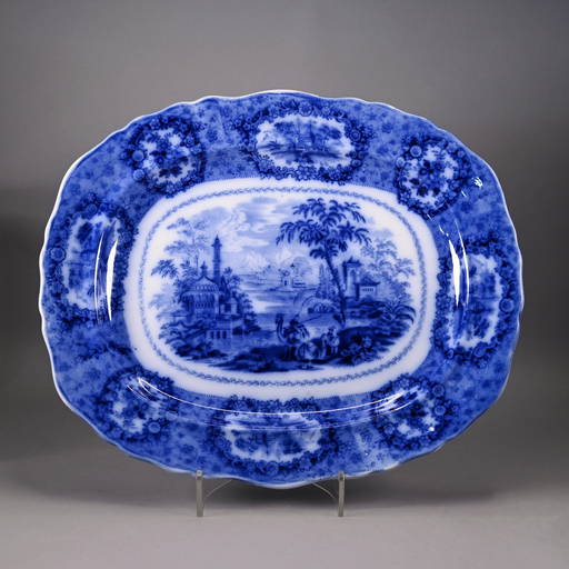 Large Flow Blue Platter, Oriental Pattern