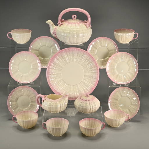 Irish Belleek Tea Service For Six, Black Mark