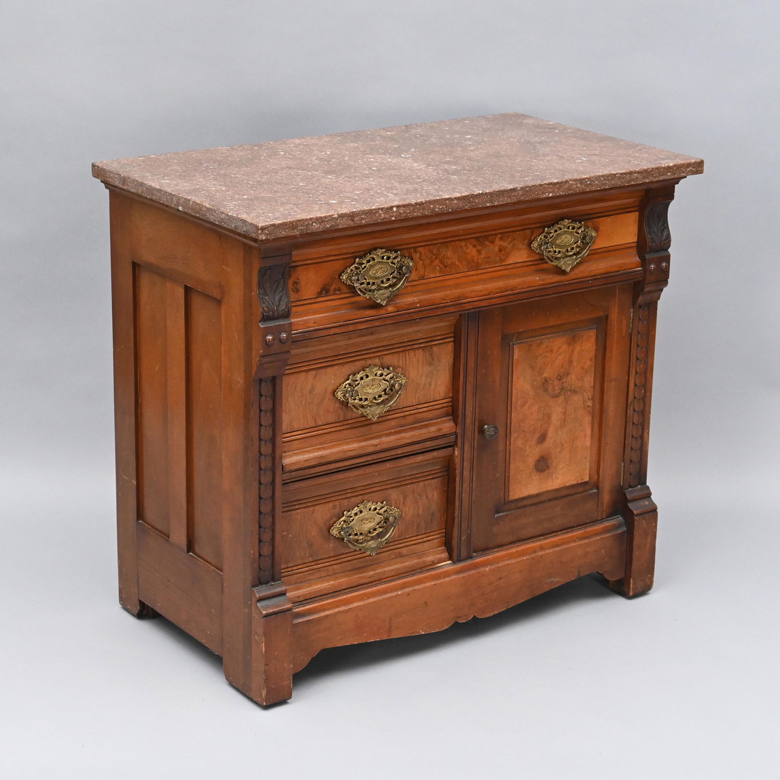 Victorian Carved Walnut Marble-Top Commode (1 of 5)