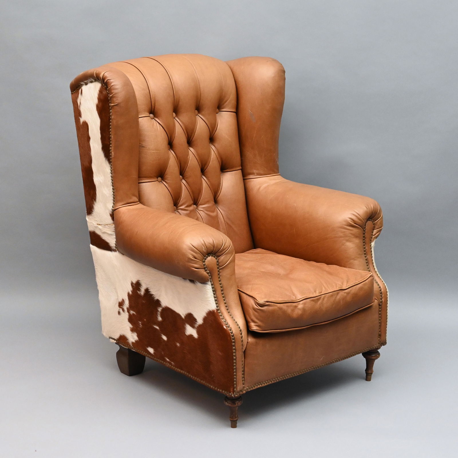 Leather and Cowhide Upholstered Club Chair (1 of 5)