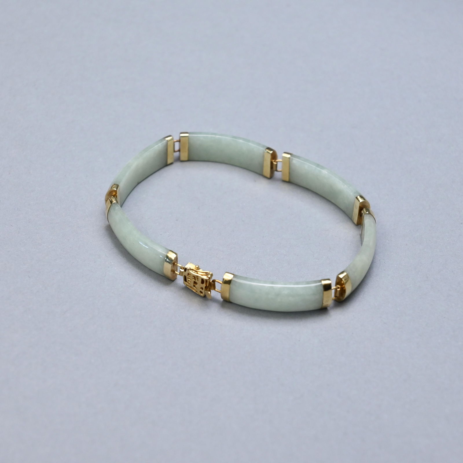 14k Yellow Gold Mounted Jade Sectional Bracelet (1 of 3)