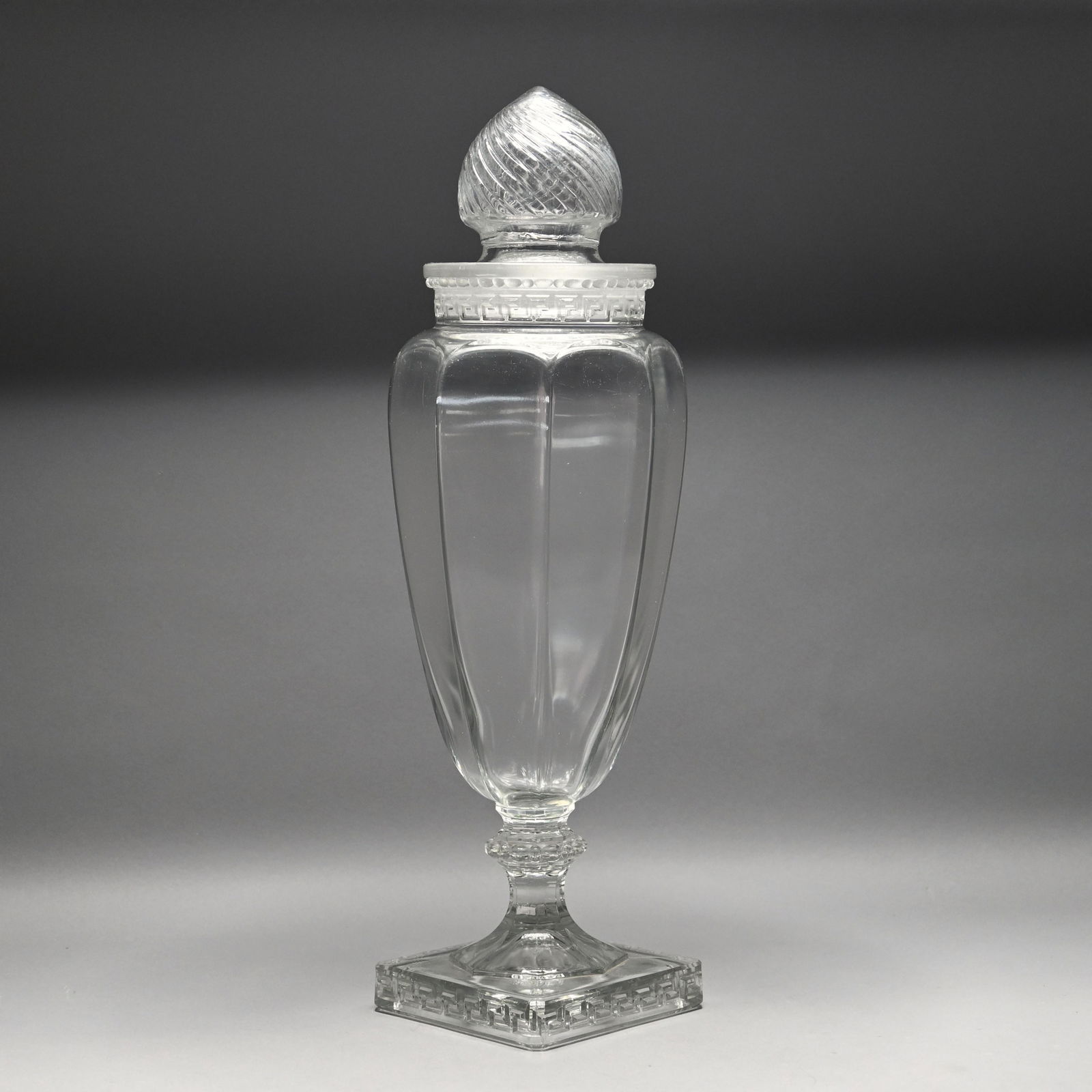 Greek Key Decorated Glass Candy or Apothecary Jar (1 of 9)