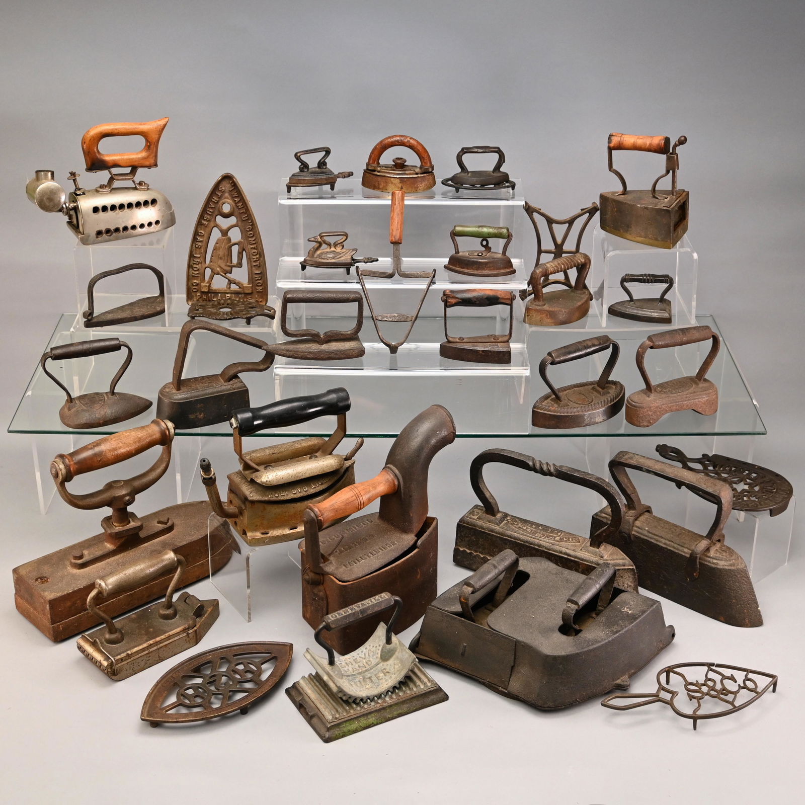 Collection Antique Hand Irons and Trivets (1 of 6)