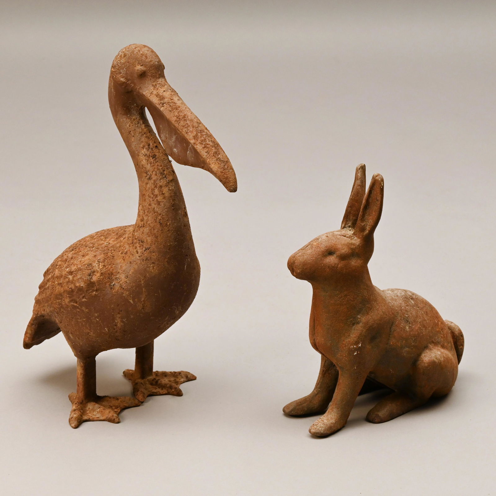 Cast Iron Pelican & Rabbit Garden Ornaments (1 of 2)