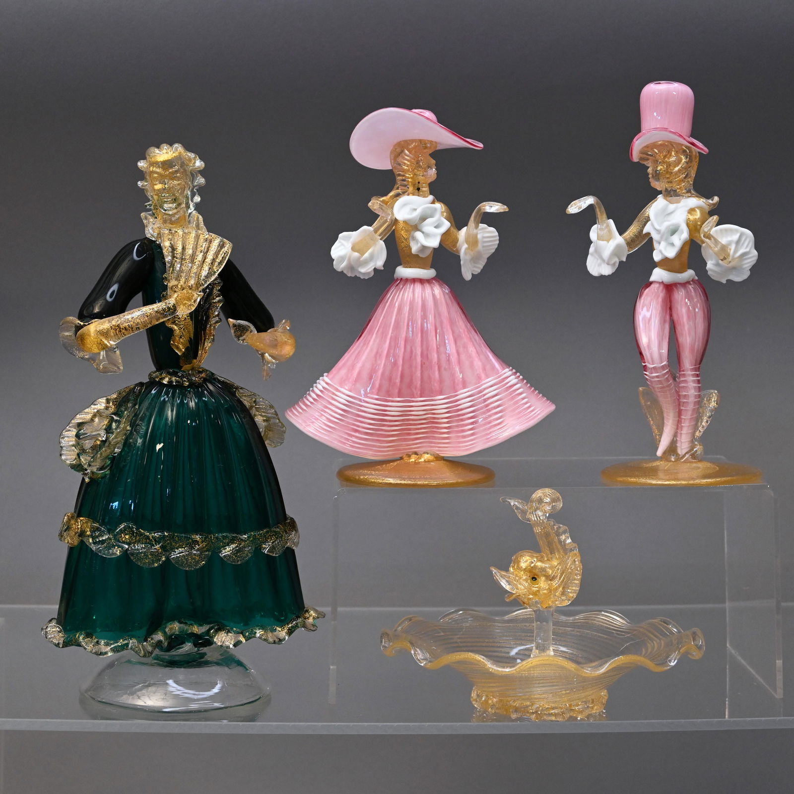 Pair of Venetian Art Glass Figures & Two Others (1 of 7)