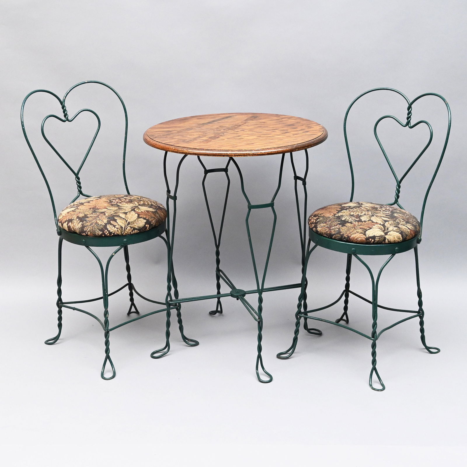 Oak and Green-Painted Ice Cream Cafe Set (1 of 3)