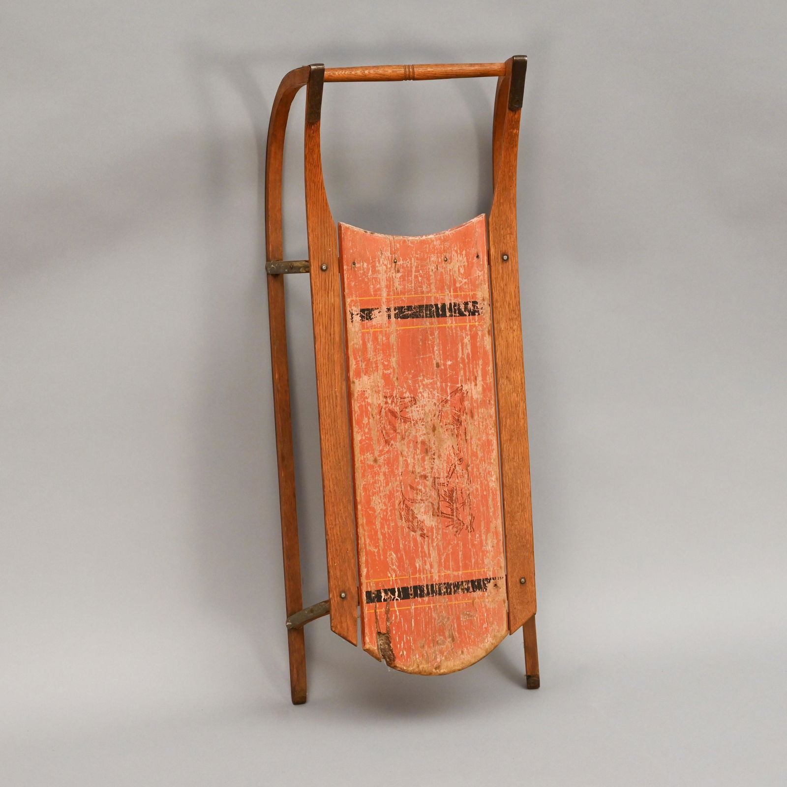 Child's Red Painted and Stenciled Sled (1 of 4)