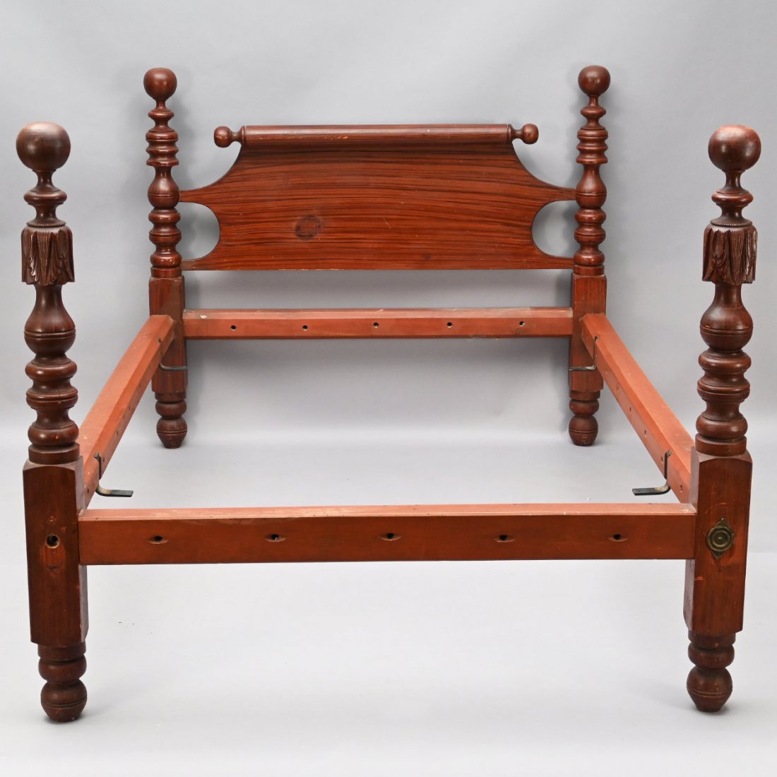 19th C. Maine Grain-painted and Carved Bed (1 of 6)