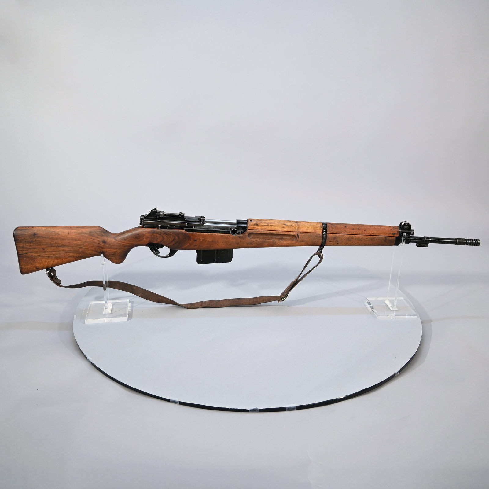 Fabrique Nationale Venezuelan Contract FN-49: Manufactured by Fabrique Nationale under contract for Venezuela, 7mm Mauser. #241. Leather sling. Barrel length: 24.75 inches. Overall length: 46 inches.