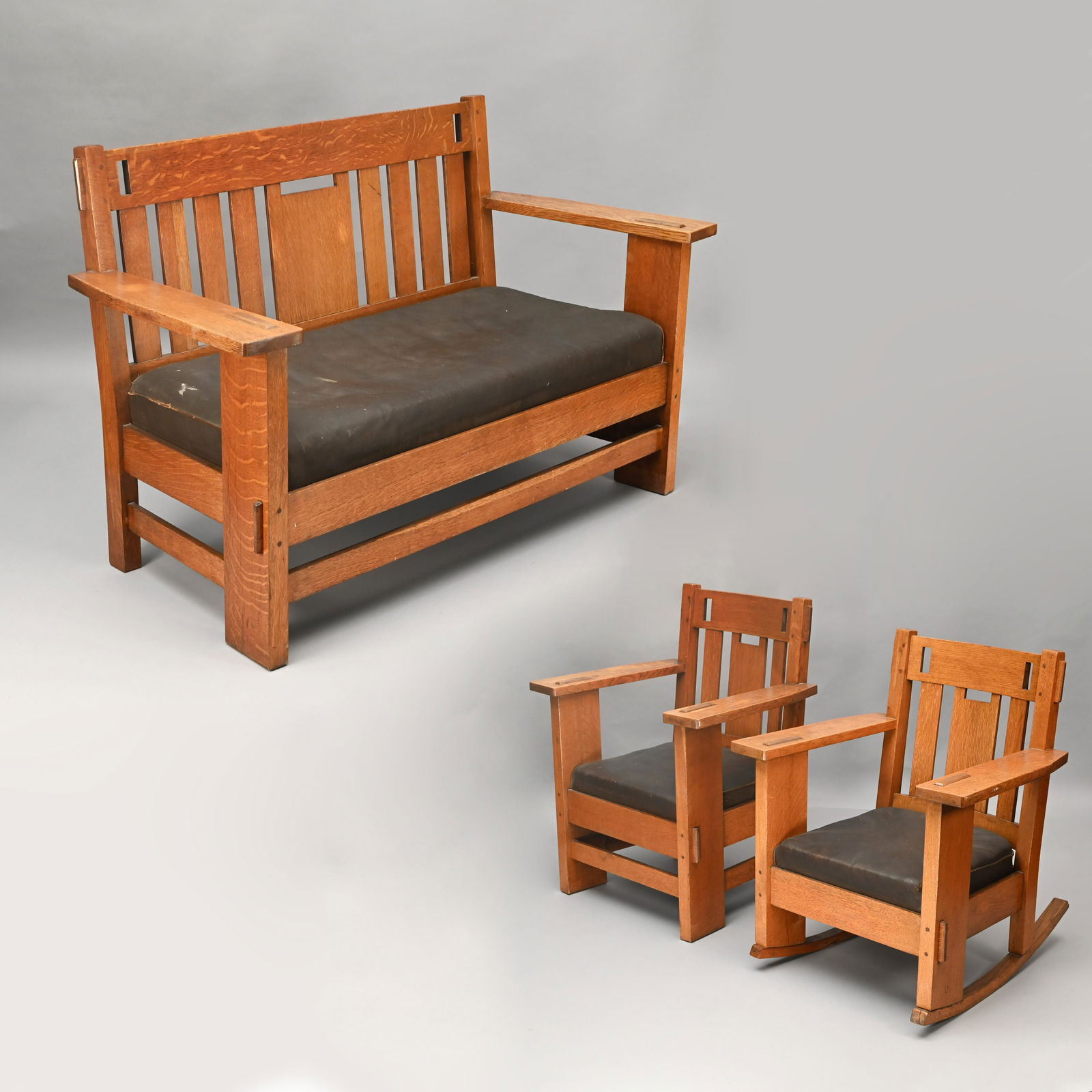 Arts & Crafts Oak 3-Piece Suite, Charles Stickley (1 of 10)