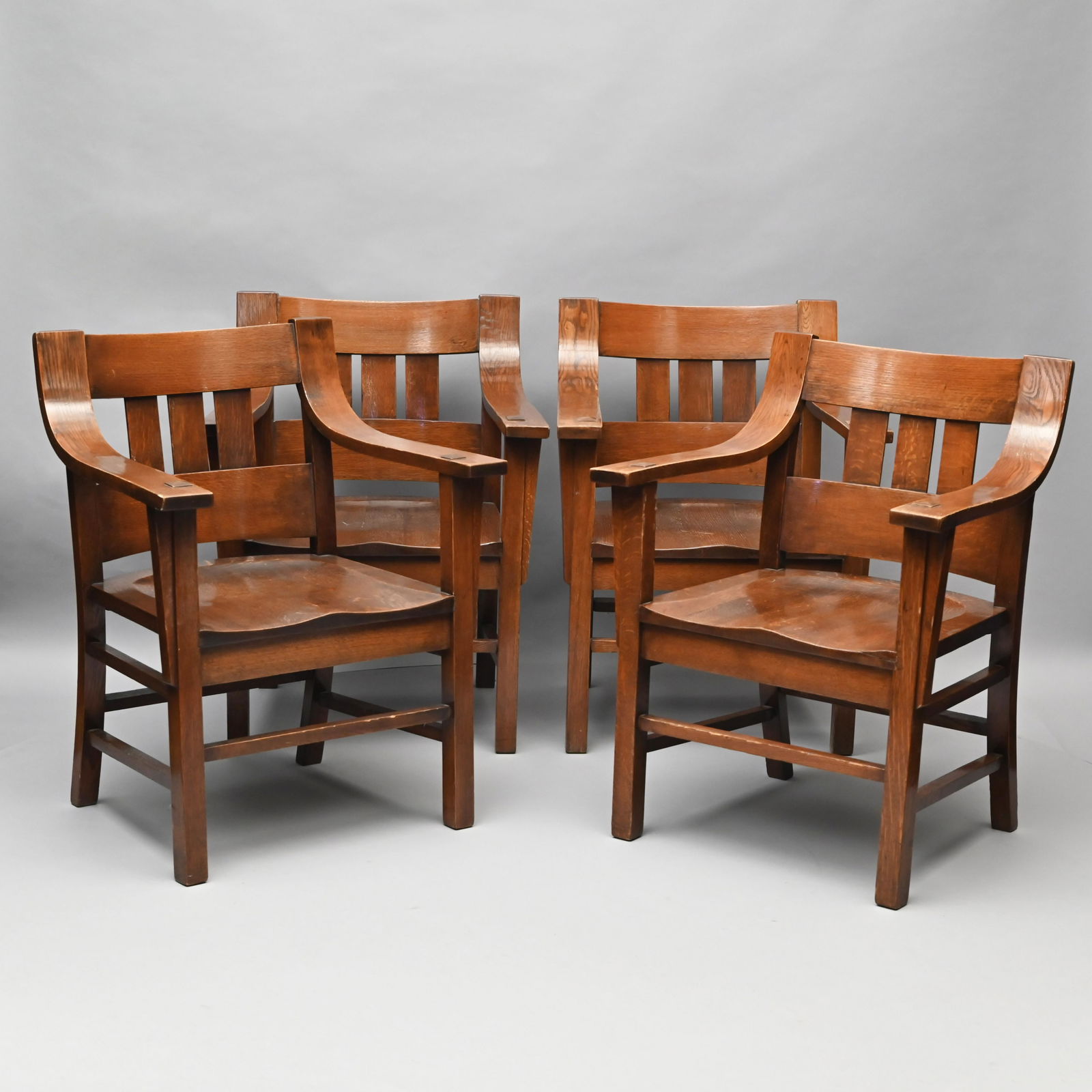 Set of Four American Arts & Crafts Oak Armchairs (1 of 4)