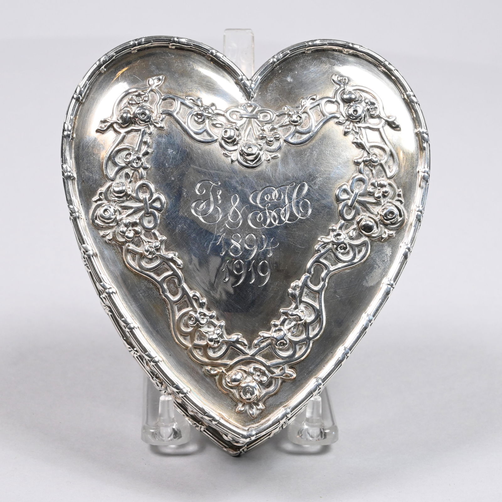 American Silver Heart-Shaped Box, Howard & Co., NY (1 of 6)