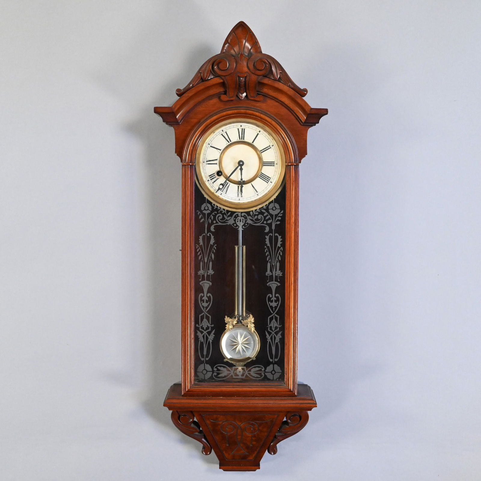 F. Kroeber No. 31 Walnut 8-Day Hanging Regulator (1 of 4)
