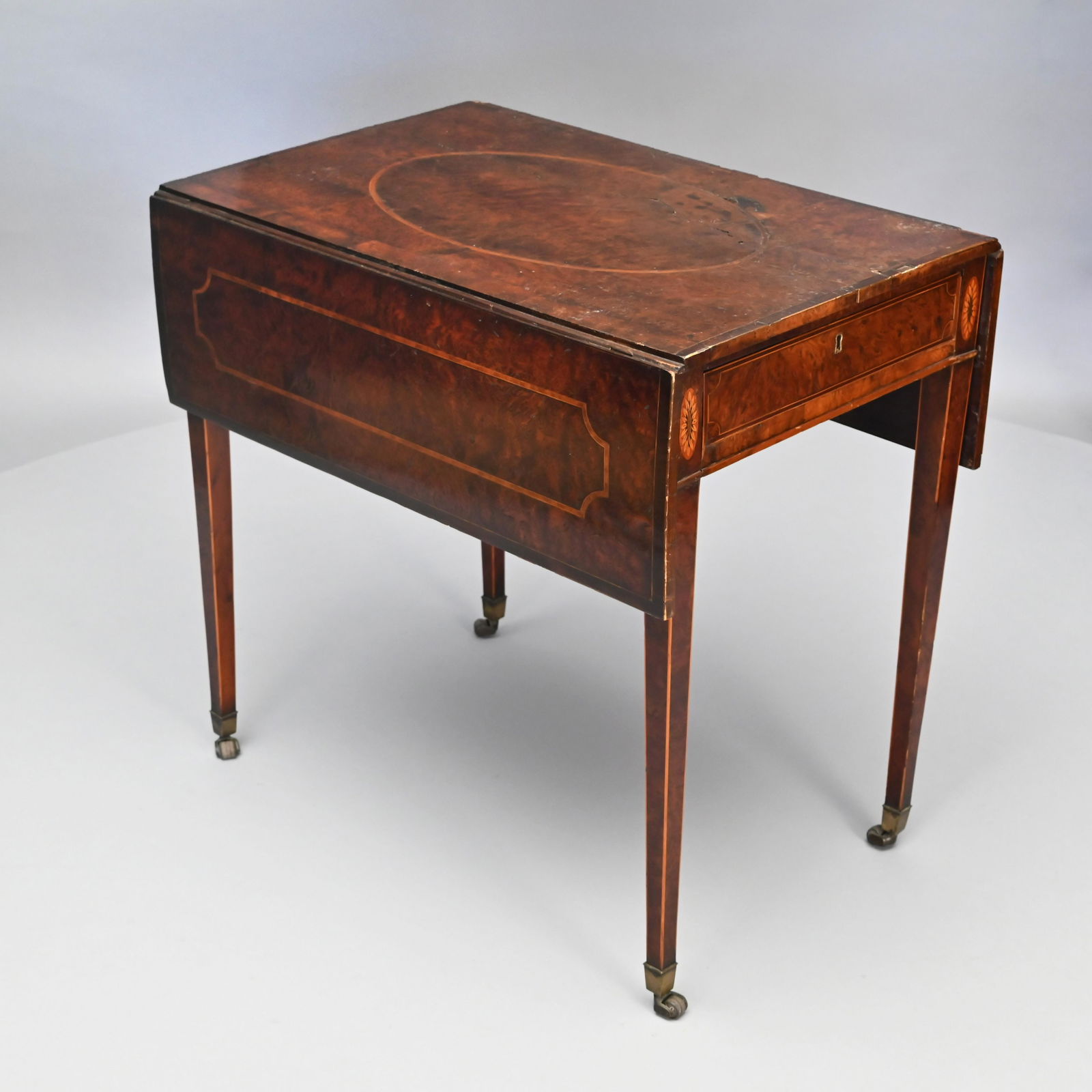 Georgian Inlaid Burl Walnut Pembroke Table (1 of 8)