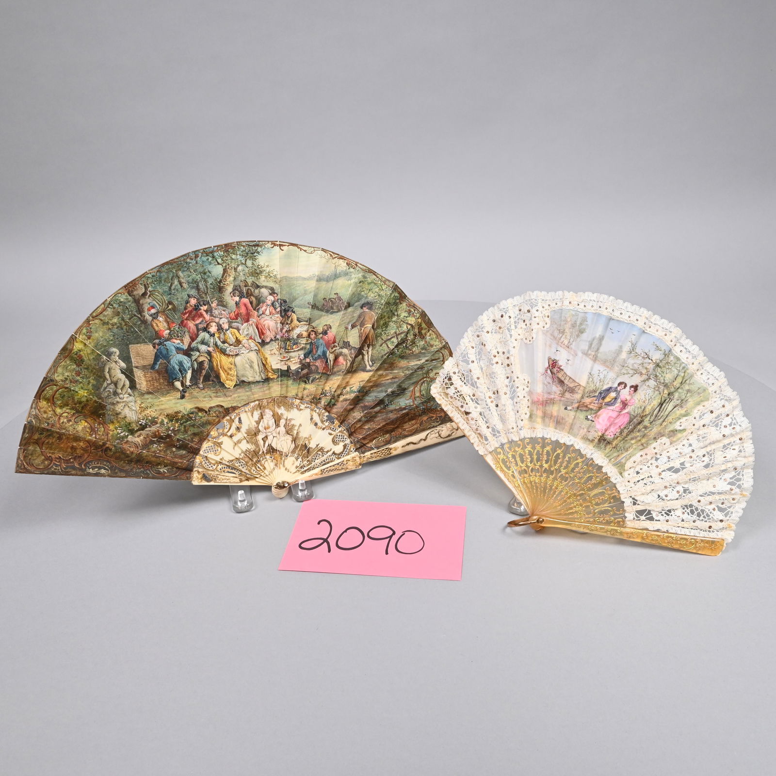 Two Continental Hand-Painted Hand Fans (1 of 13)