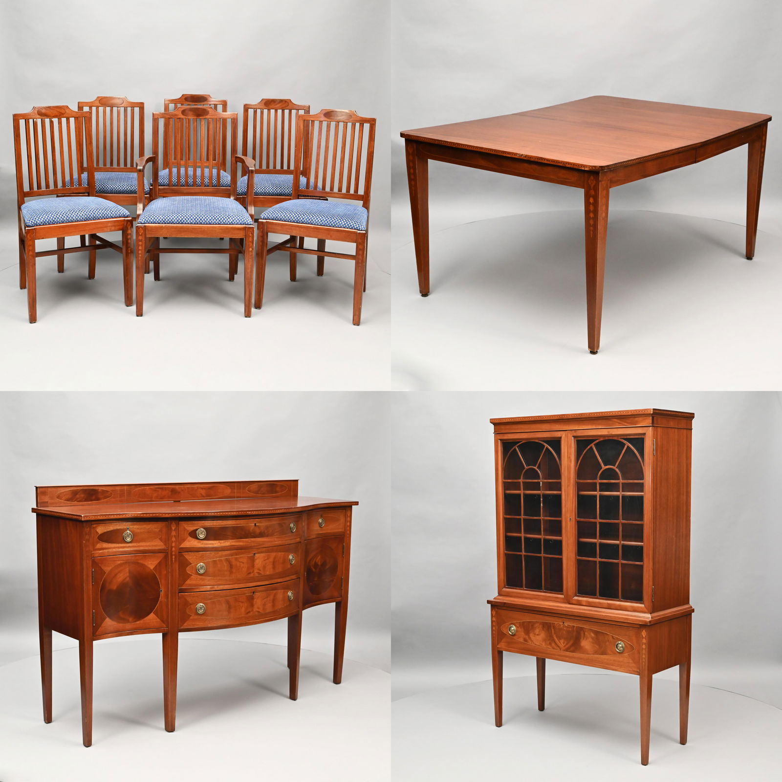 Federal Style Inlaid Mahogany 9-Piece Dining Set (1 of 18)