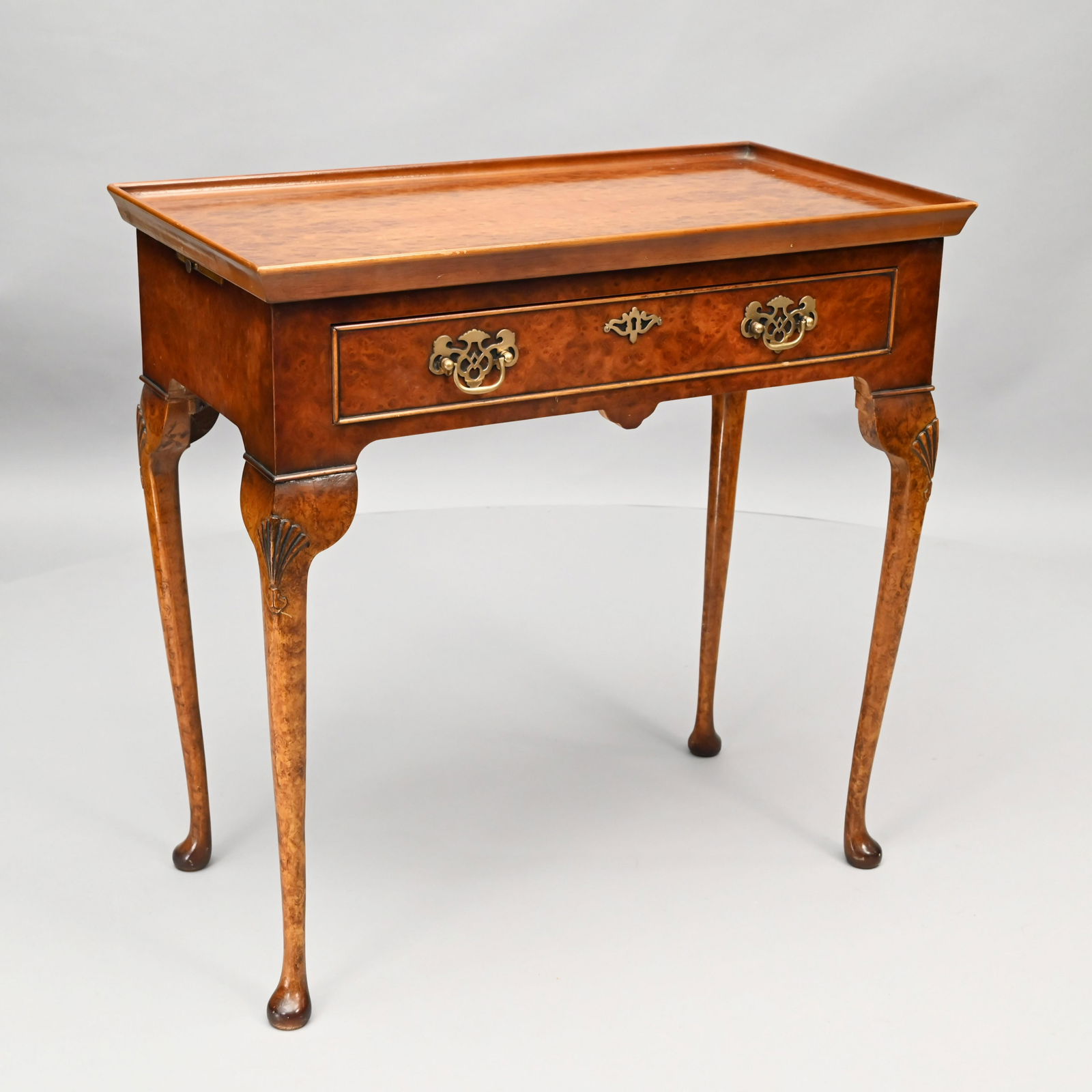 Georgian-Style Burl Walnut Tray-Top Tea Table (1 of 6)