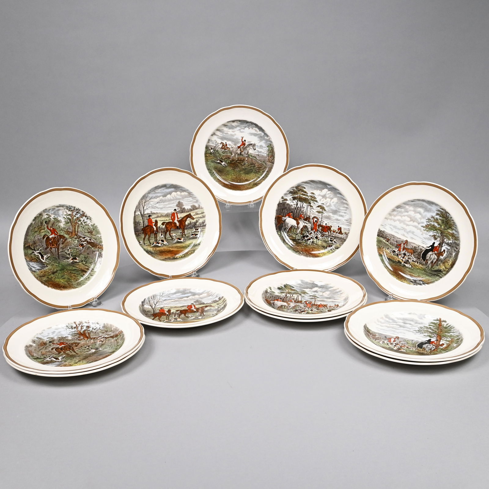 Set of 12 Copeland Spode Hunt Plates after Herring (1 of 17)