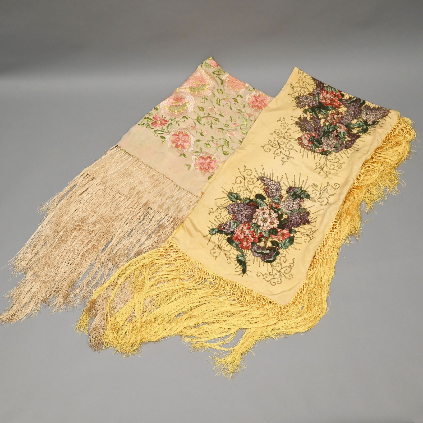 Two Embroidered Silk Piano Shawls, 1920's (1 of 3)