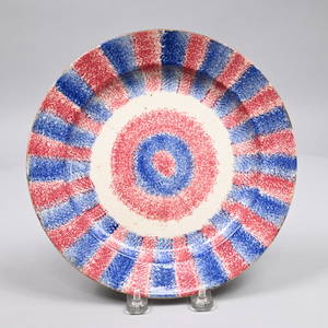 Staffordshire Bulls-Eye Rainbow Spatterware Plate