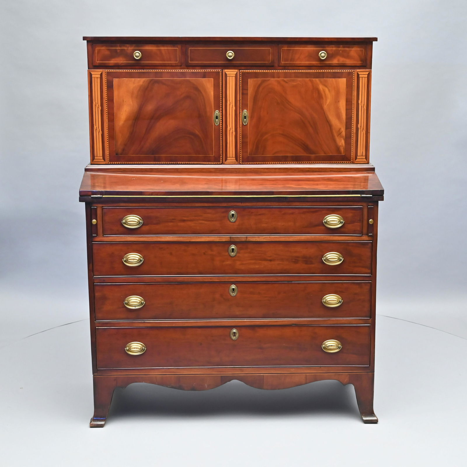 Federal Broken Pilaster Inlaid Mahogany Secretary Desk (1 of 7)