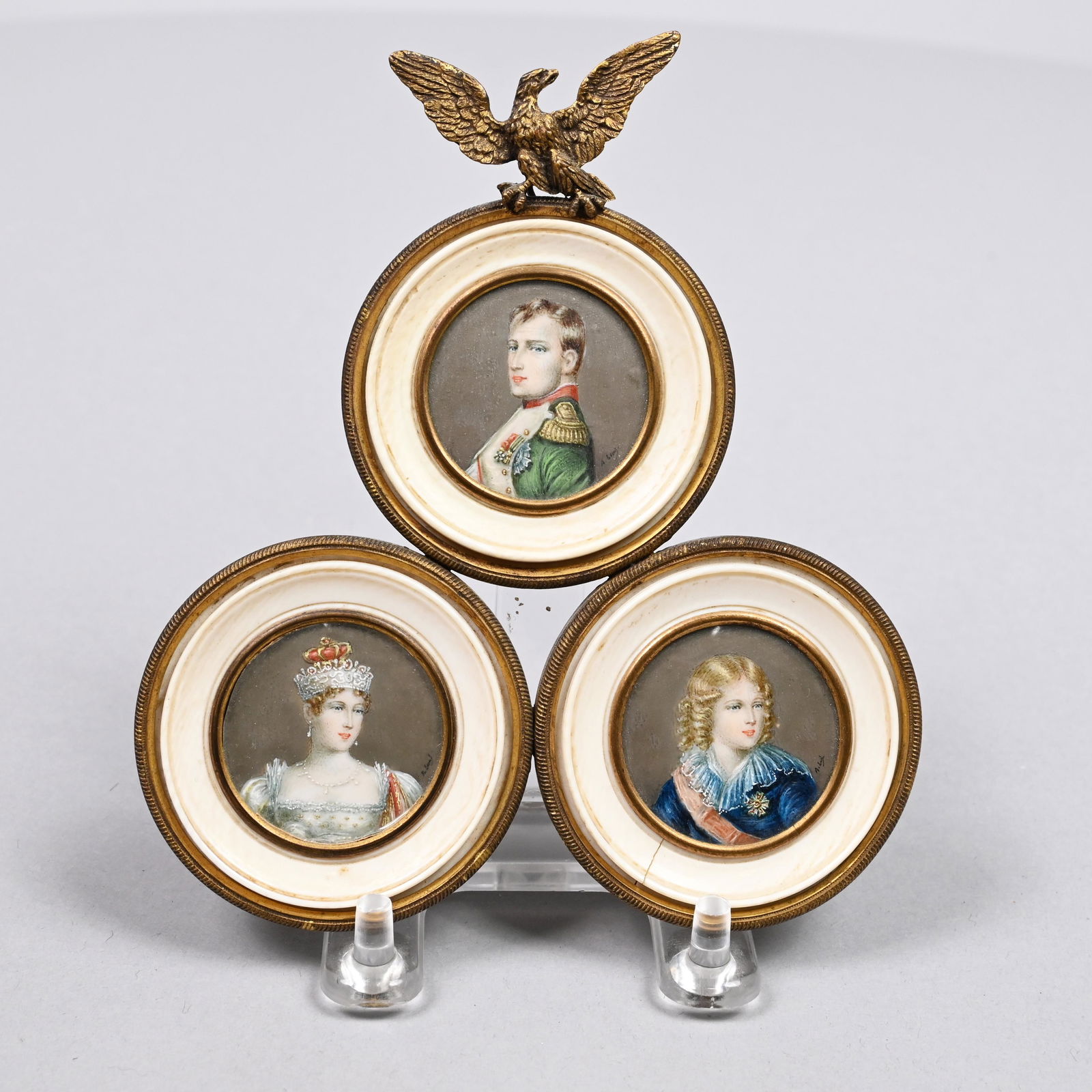 Emperor Napoleon, Set Triple Portrait Miniatures (1 of 3)