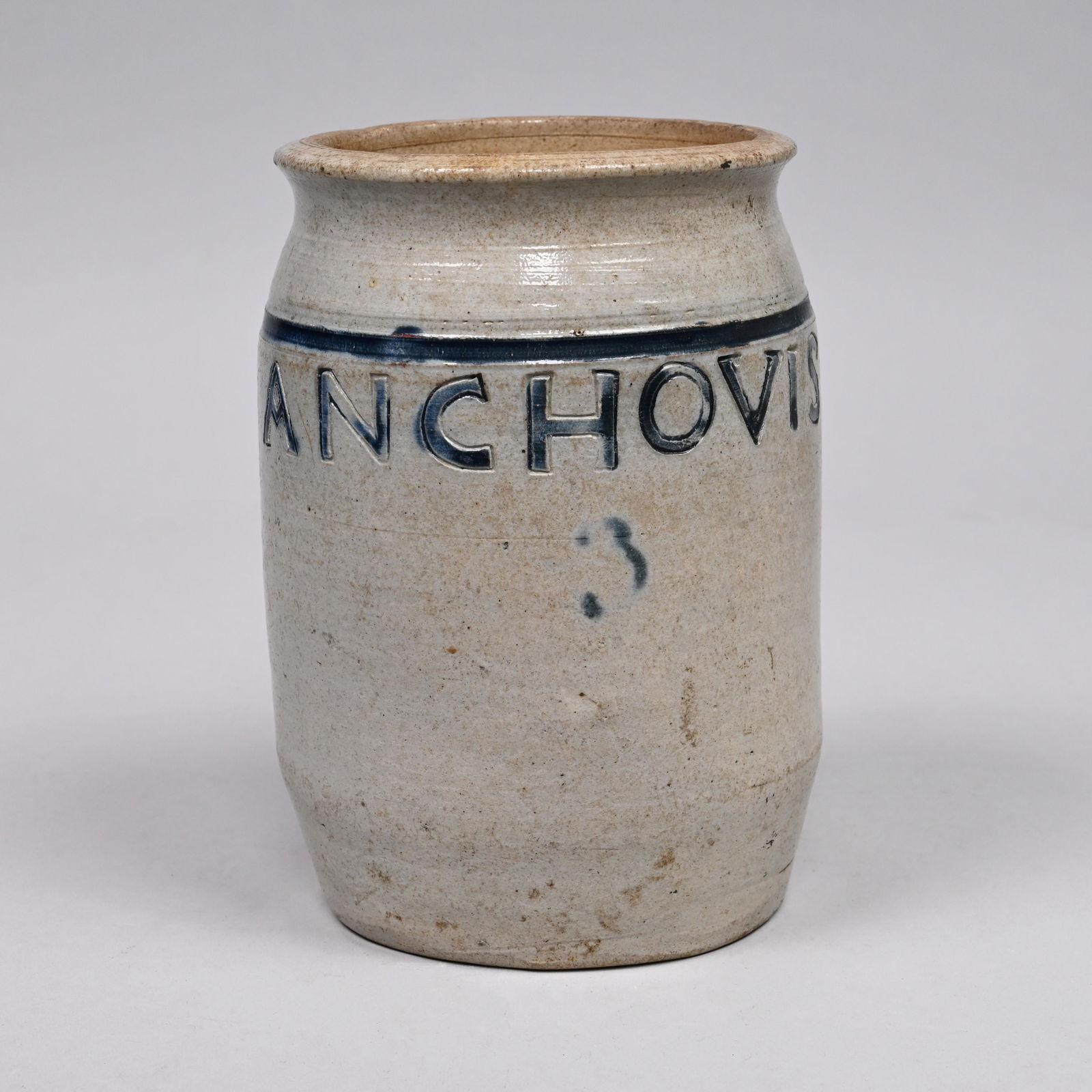 New England Saltglaze Stoneware Anchovis Jar (1 of 5)