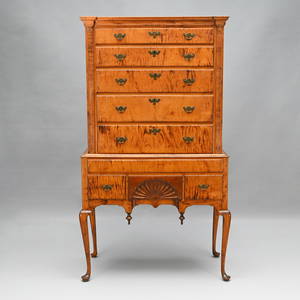 Massachusetts Queen Anne Tiger Maple Highboy