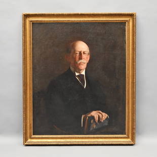 Joseph De Camp - Portrait of Francis Inman Amory: Joseph De Camp (American,1858-1923) Portrait of Francis Inman Amory (Boston, 1850-1911), oil on canvas (36 x 30 inches); within a period giltwood frame. Overall dimensions: H: 41.75 in., W: 35.75