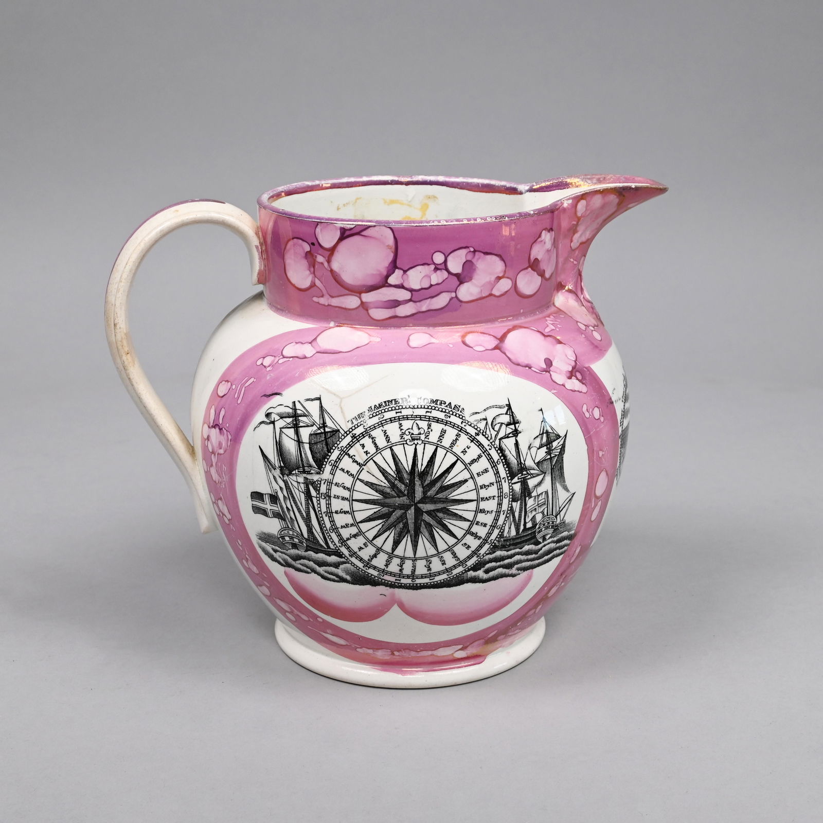 Sunderland Pearlware Printed & Lustre Jug, 1800-30 (1 of 5)